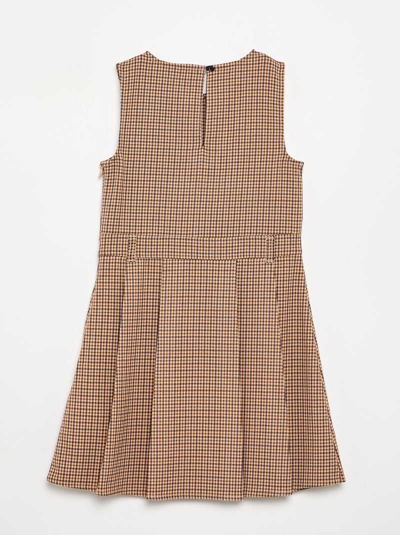 Vestido sem mangas xadrez Castanho - Kiabi