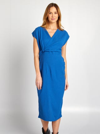 Vestido semi-comprido em malha crepe