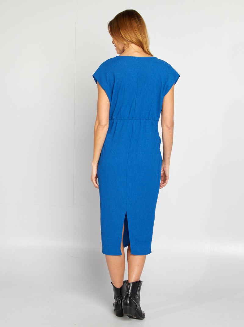 Vestido semi-comprido em malha crepe Azul - Kiabi