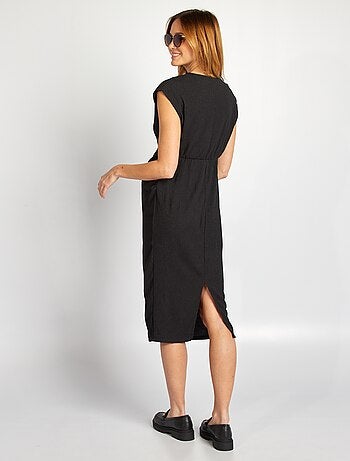 Vestido semi-comprido em malha crepe