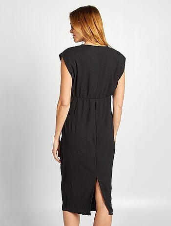 Vestido semi-comprido em malha crepe