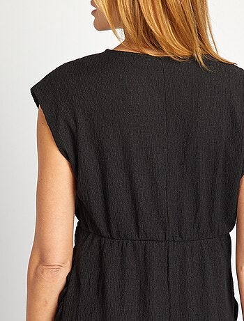 Vestido semi-comprido em malha crepe