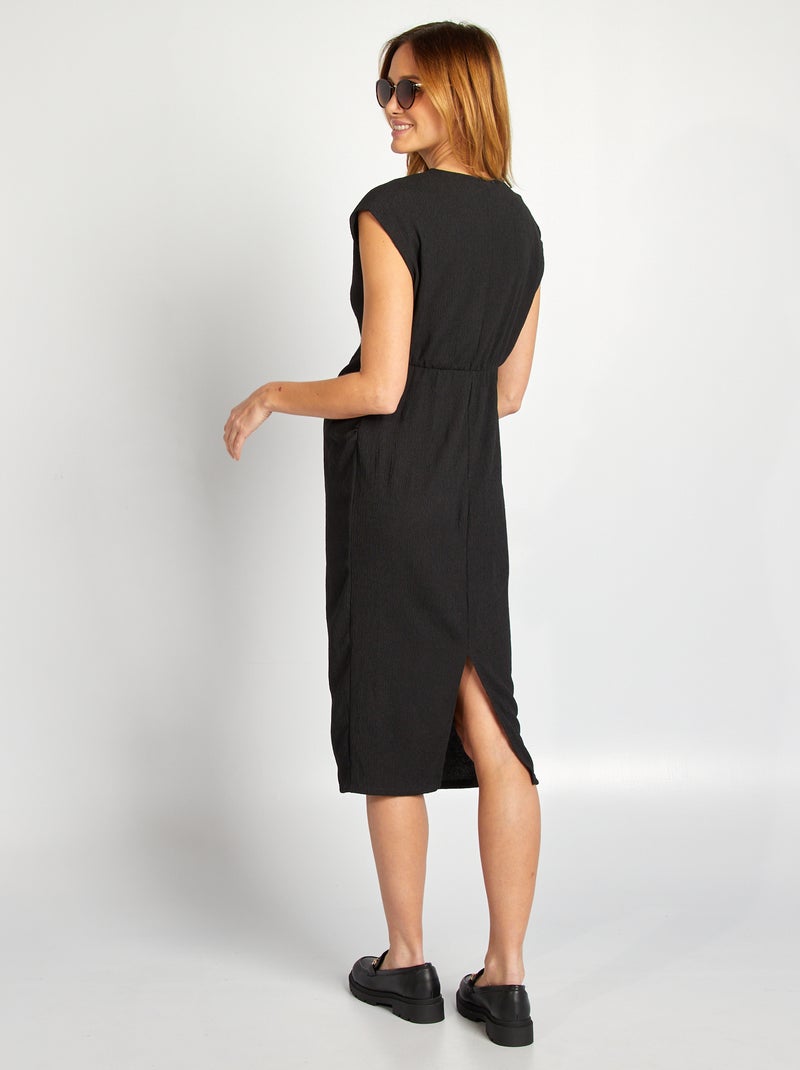 Vestido semi-comprido em malha crepe Preto - Kiabi