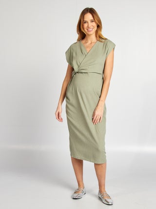 Vestido semi-comprido em malha crepe
