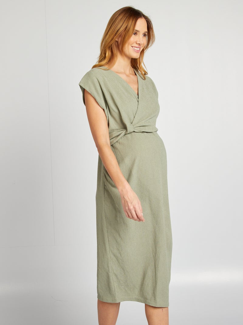 Vestido semi-comprido em malha crepe VERDE - Kiabi