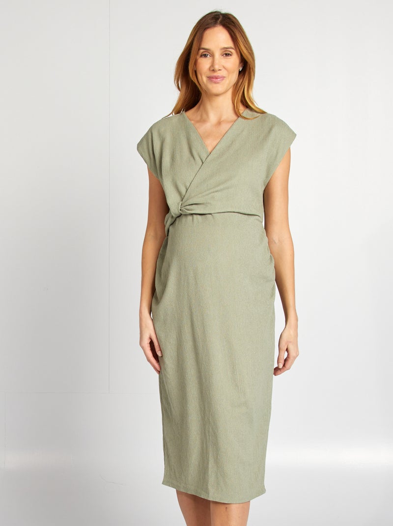 Vestido semi-comprido em malha crepe VERDE - Kiabi