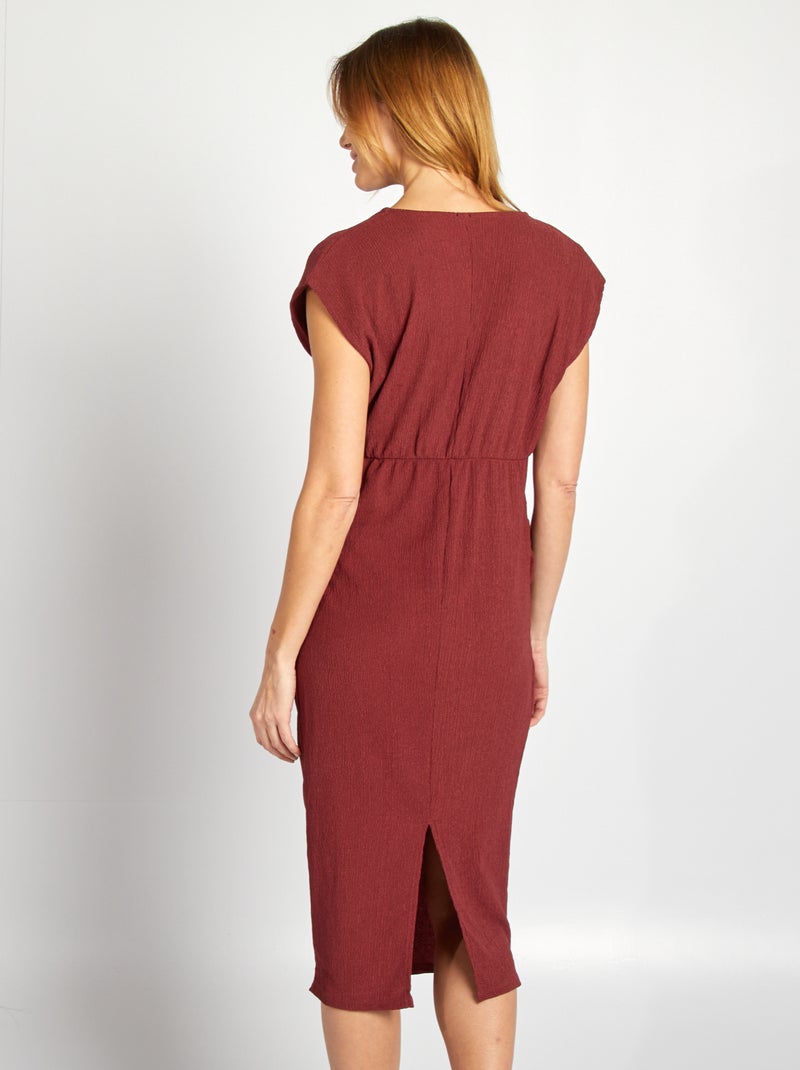 Vestido semi-comprido em malha crepe VERMELHO - Kiabi