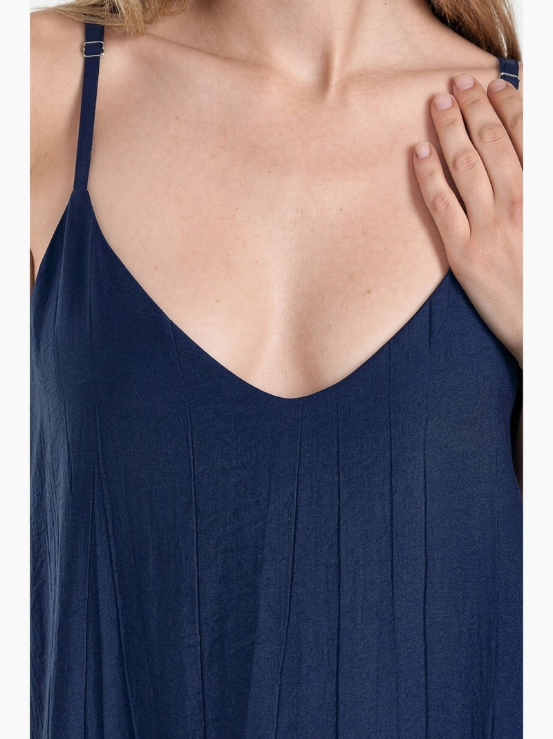 Vestido slip maxi liso feminino busem Azul-marinho - Kiabi