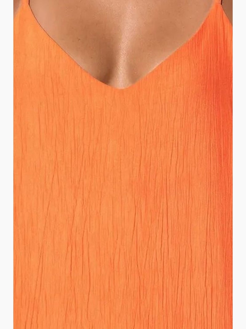 Vestido slip maxi liso feminino busem Laranja - Kiabi