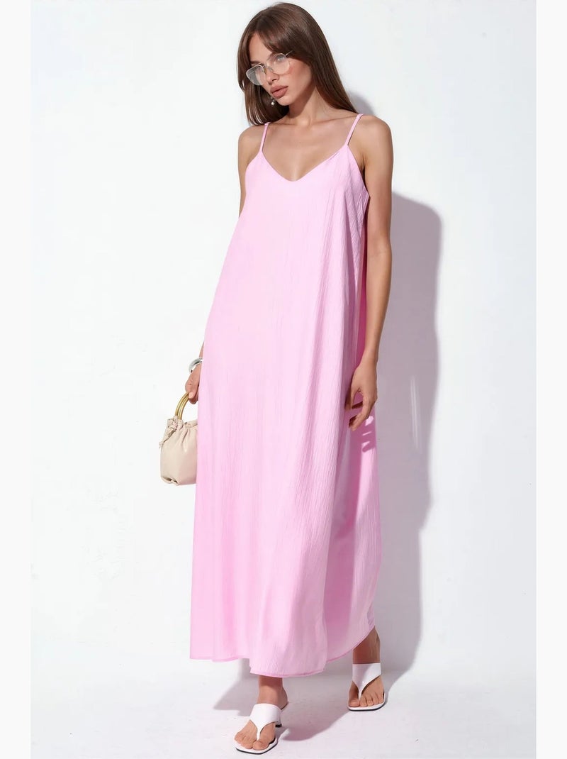 Vestido slip maxi liso feminino busem Rosa - Kiabi