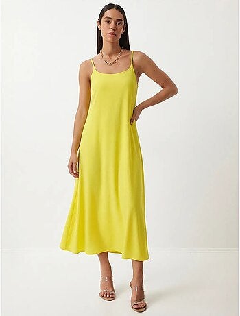 Vestido slip midi em popelina de algodão istanbul