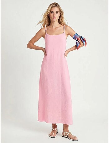 Vestido slip midi em popelina de algodão istanbul