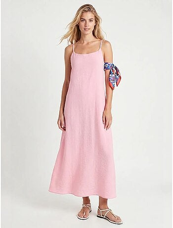 Vestido slip midi em popelina de algodão istanbul