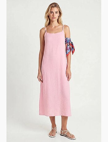 Vestido slip midi em popelina de algodão istanbul