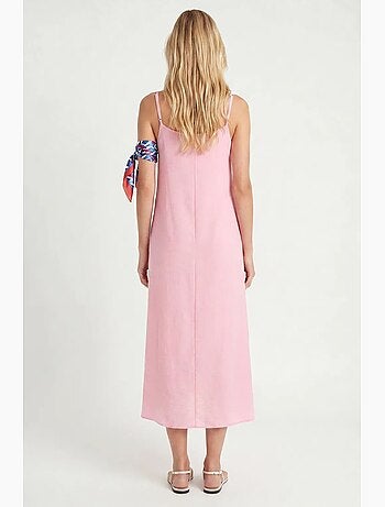 Vestido slip midi em popelina de algodão istanbul