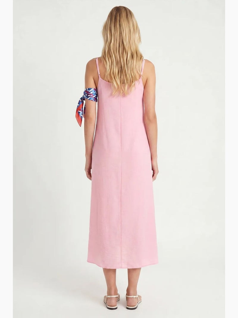 Vestido slip midi em popelina de algodão istanbul Rosa - Kiabi