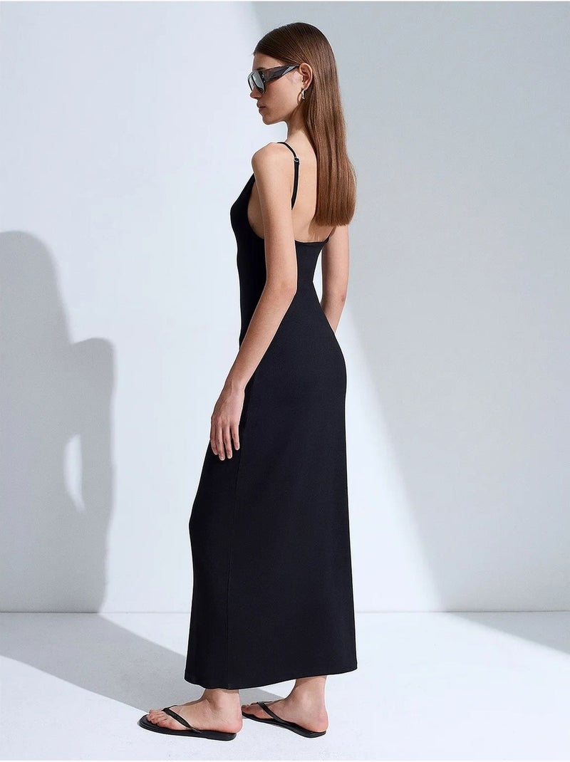 Vestido slip midi sem mangas dilvin Preto - Kiabi