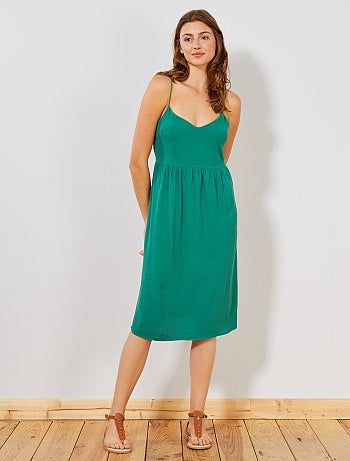 Vestido soltinho com gola em V - Kiabi