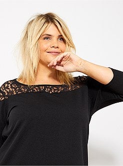 Vestido soltinho com renda na parte superior - Kiabi