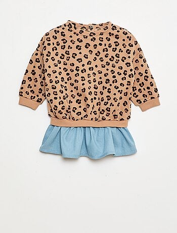 Vestido sweat com efeito 2 em 1 na base