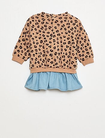 Vestido sweat com efeito 2 em 1 na base