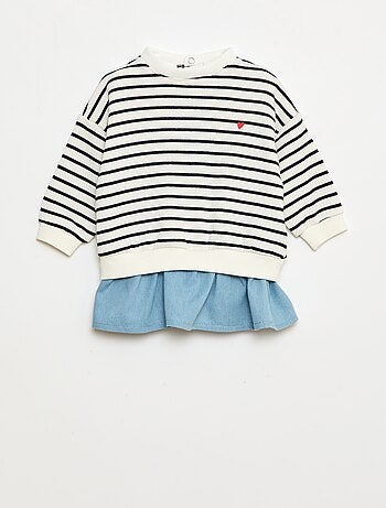 Vestido sweat com efeito 2 em 1 na base