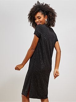 Vestido t-shirt brilhante - Kiabi