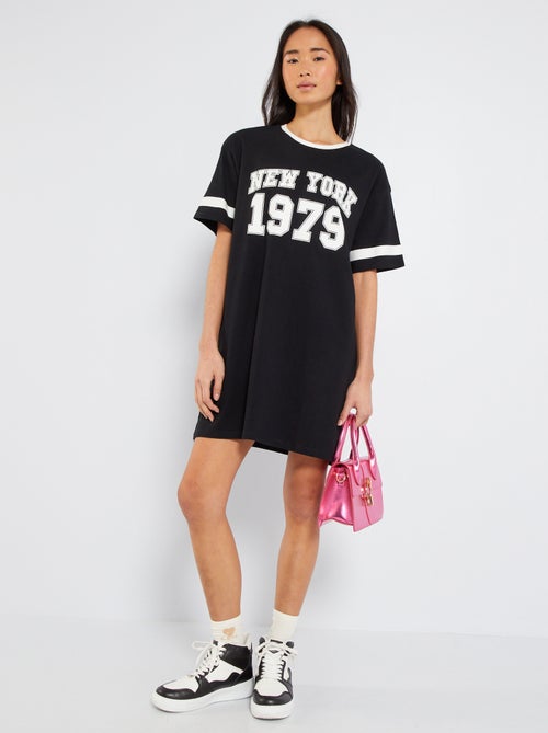 Vestido t-shirt com estampado à frente - Kiabi