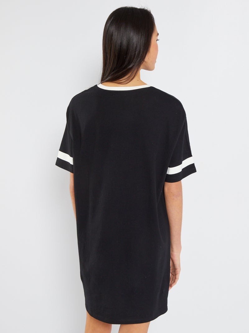 Vestido t-shirt com estampado à frente PRETO - Kiabi