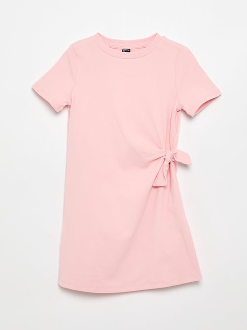 Vestido t-shirt com laço lateral - Kiabi