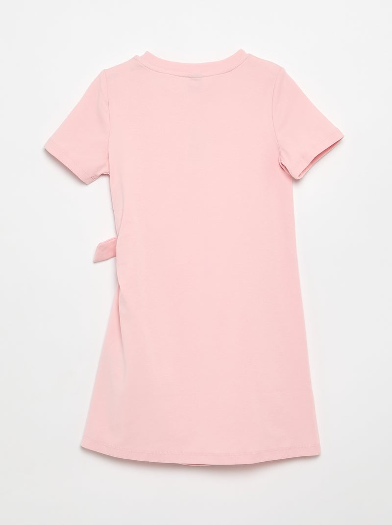Vestido t-shirt com laço lateral Rosa - Kiabi