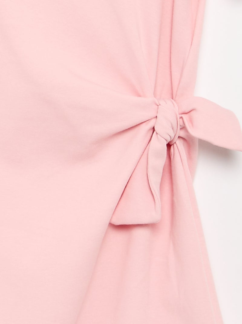 Vestido t-shirt com laço lateral Rosa - Kiabi