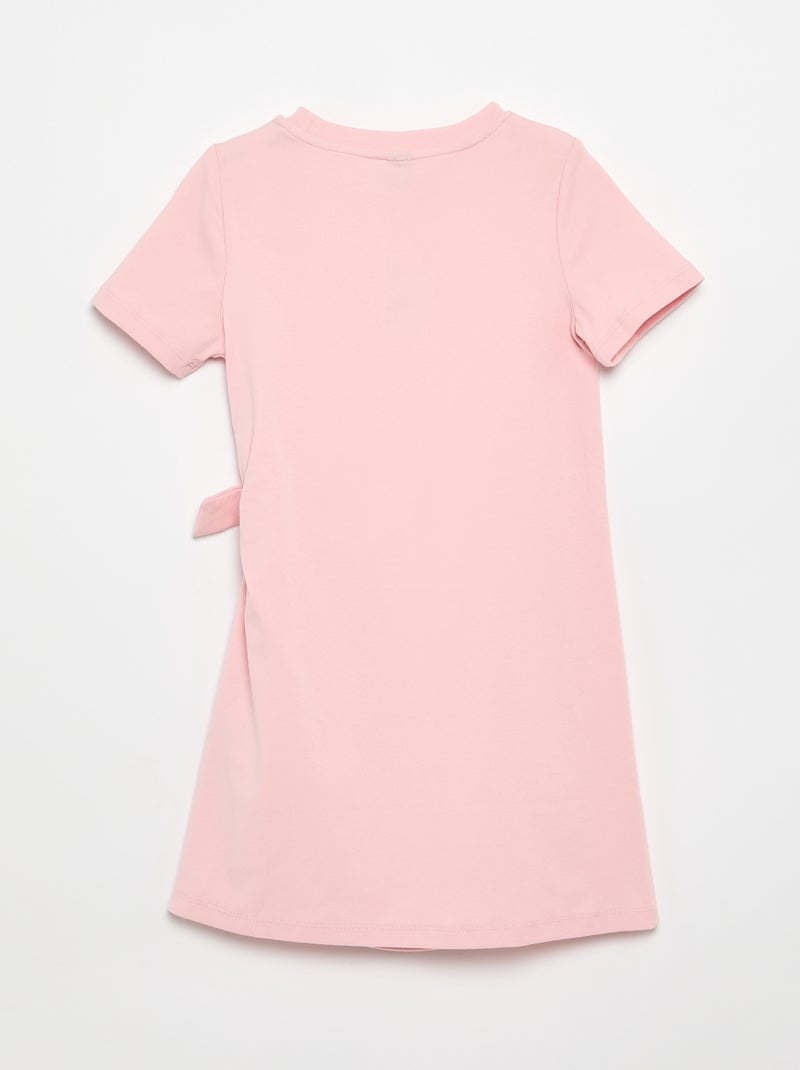 Vestido t-shirt com laço lateral Rosa - Kiabi