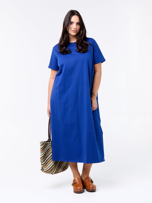 Vestido t-shirt comprido liso - Kiabi