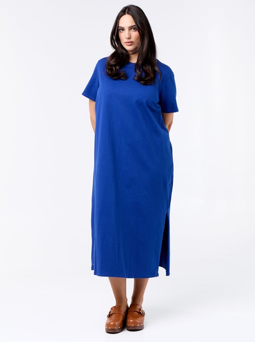 Vestido t-shirt comprido liso - Kiabi