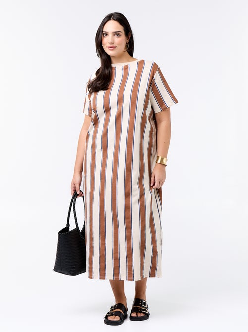 Vestido t-shirt comprido liso - Kiabi