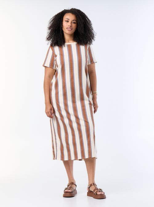 Vestido t-shirt comprido liso - Kiabi