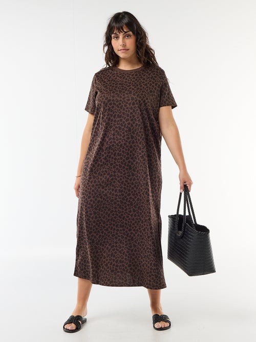 Vestido t-shirt comprido liso - Kiabi