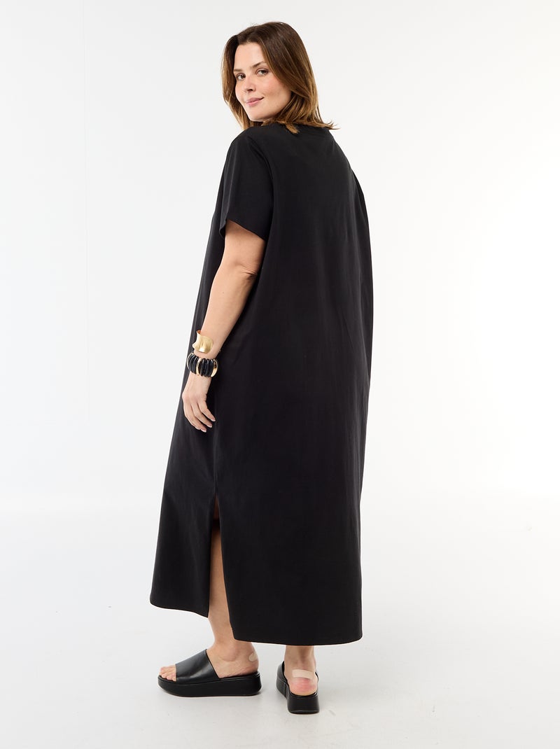 Vestido t-shirt comprido liso Preto - Kiabi