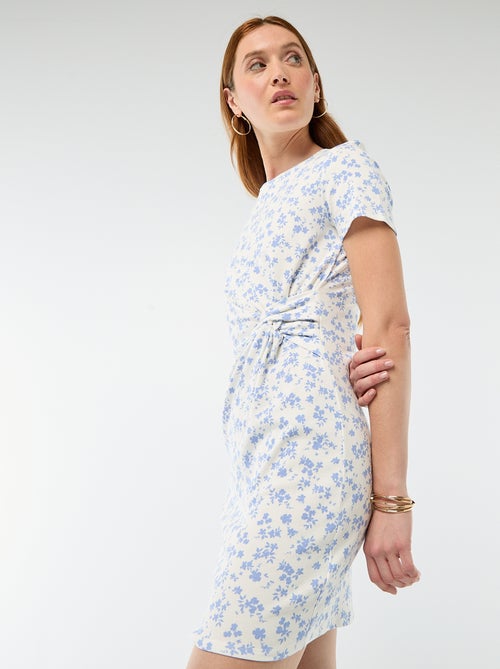 Vestido T-shirt Curto com Nó Decorativo - Kiabi