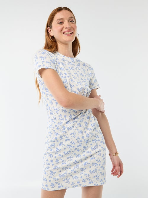 Vestido T-shirt Curto com Nó Decorativo - Kiabi