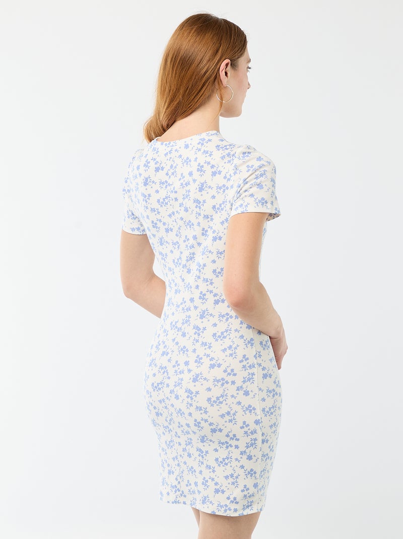 Vestido T-shirt Curto com Nó Decorativo Bege - Kiabi
