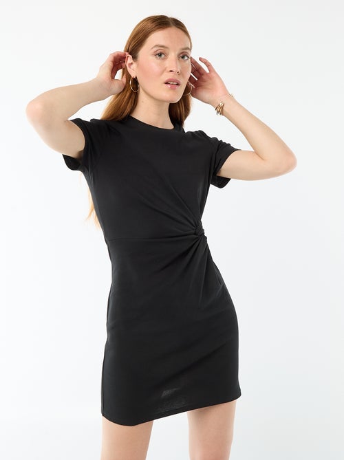 Vestido T-shirt Curto com Nó Decorativo - Kiabi