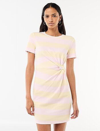 Vestido T-shirt Curto com Nó Decorativo