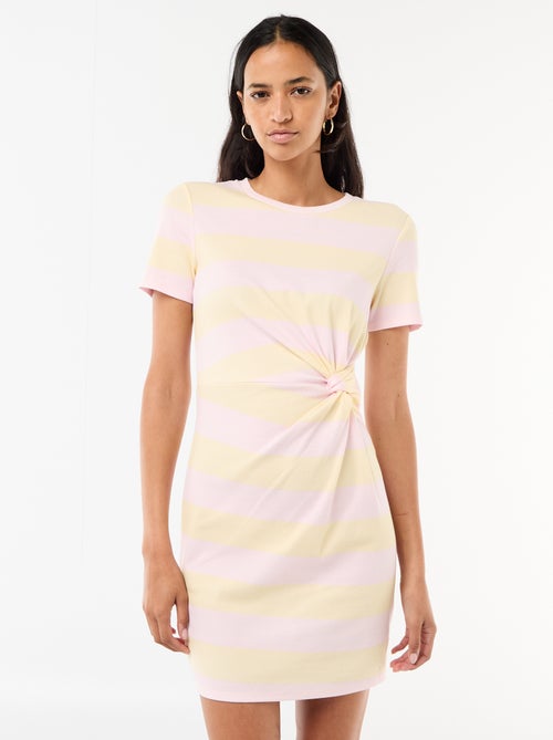 Vestido T-shirt Curto com Nó Decorativo - Kiabi