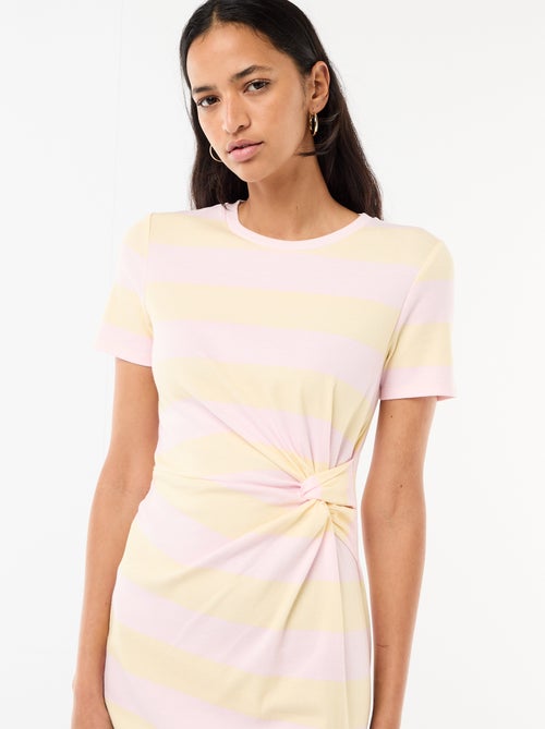 Vestido T-shirt Curto com Nó Decorativo - Kiabi