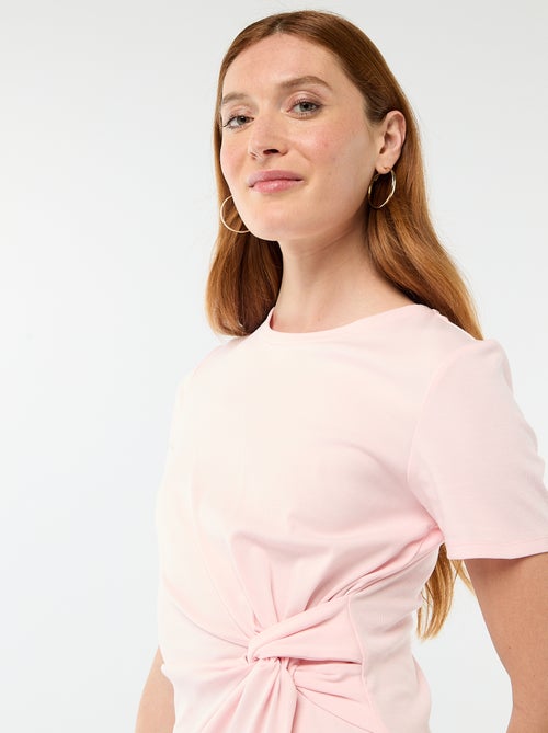 Vestido T-shirt Curto com Nó Decorativo - Kiabi