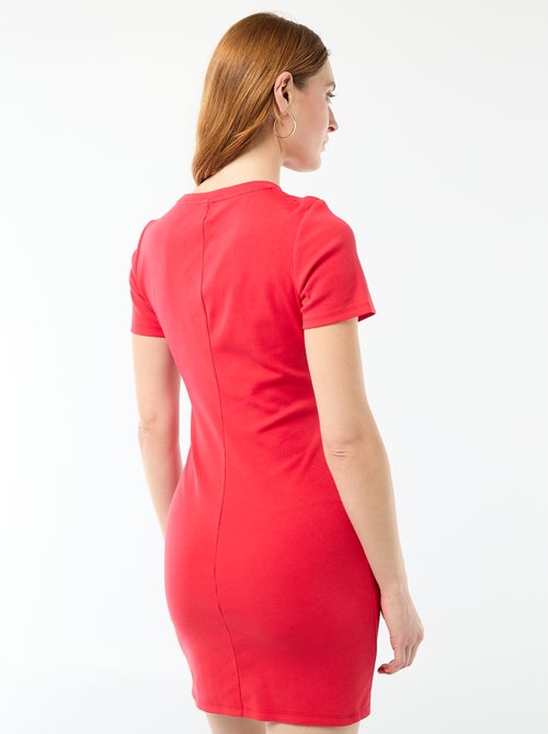Vestido T-shirt Curto com Nó Decorativo - Kiabi