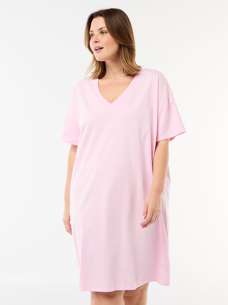 Vestido T-shirt Curto de Manga Curta Rosa - Kiabi