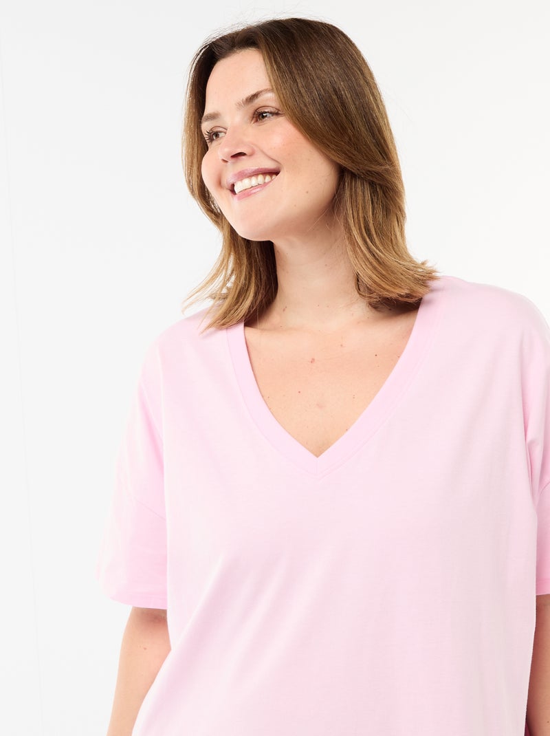 Vestido T-shirt Curto de Manga Curta Rosa - Kiabi